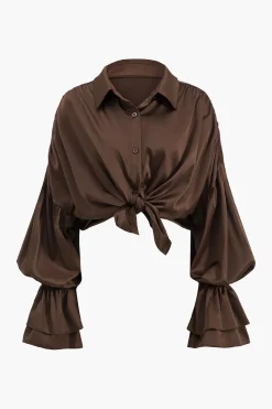Satin Button Long-Sleeve Shirt