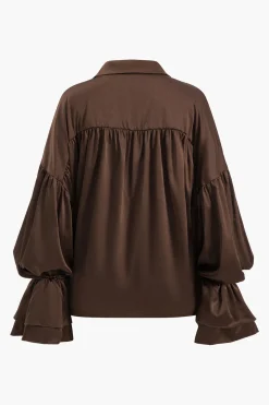 Satin Button Long-Sleeve Shirt