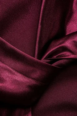 Satin Button Twist Knot Long-Sleeve Shirt