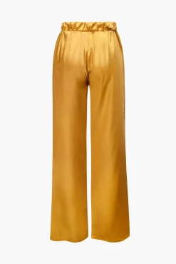 Satin Button Up Long Sleeve Shirt And Pants Set