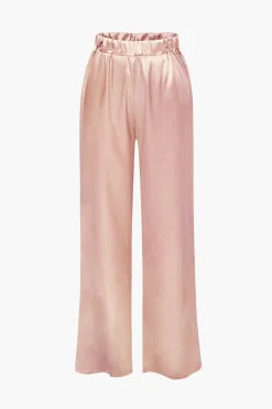 Satin Button Up Long Sleeve Shirt And Pants Set