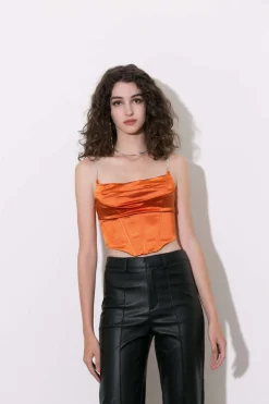 Satin Draped Corset Top