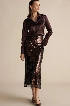 Satin Fake Pocket Long-Sleeve Shirt