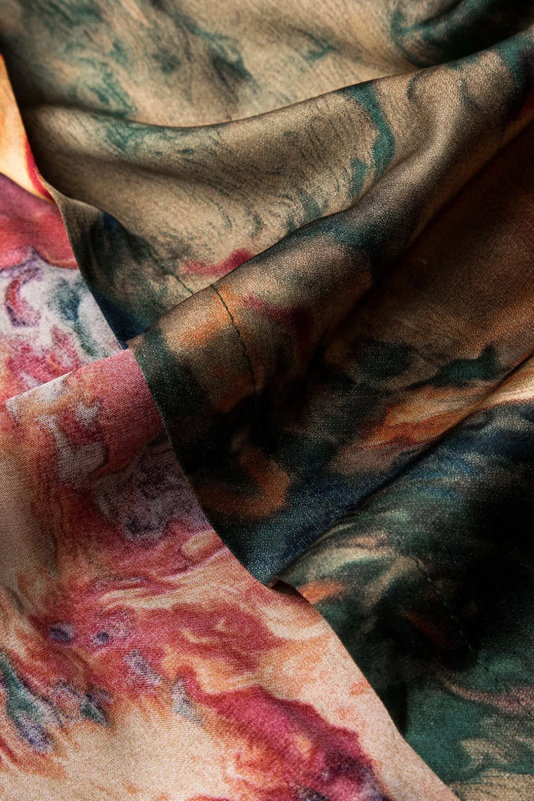 Satin Floral Print Tie Front Skirt