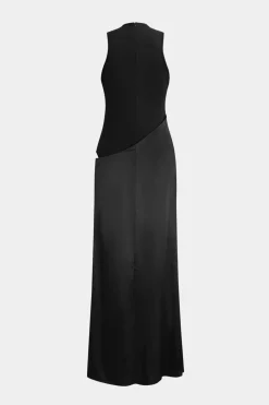 Satin Patchwork Sleeveless Maxi Dress