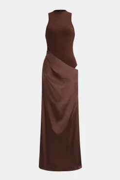 Satin Patchwork Sleeveless Maxi Dress