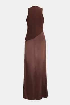 Satin Patchwork Sleeveless Maxi Dress