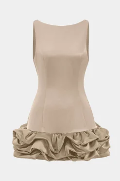 Satin Ruffle Hem Sleeveless Mini Dress