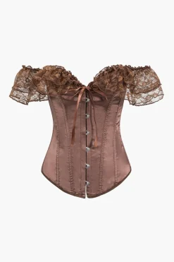 Satin Tie Back Lace Patchwok Cami Top