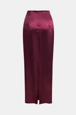 Satin Twist Knot Long Sleeve Top And Skirt Set