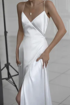 Satin V-Neck Sleeveless Slip Maxi Dress