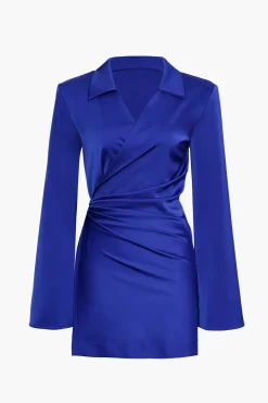 Satin Wrapped Shirt Dress