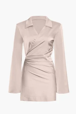 Satin Wrapped Shirt Dress