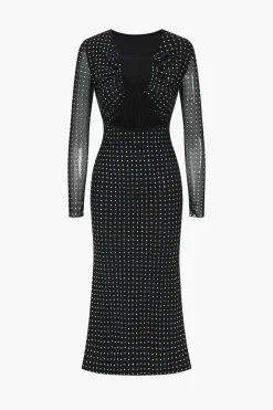 Sequin Long Sleeve Cut Out Maxi Dress