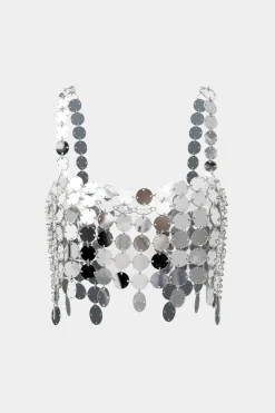Sequin Metallic Cut Out Tank Top