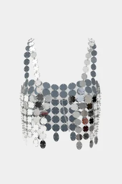 Sequin Metallic Cut Out Tank Top