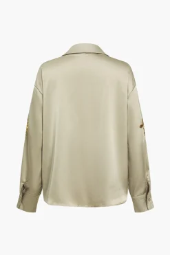 Sequin Slit Long-Sleeve Shirt
