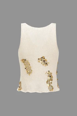 Sequin Sweater Cut Out Tank Top