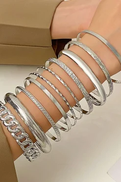 Set of 10 Metal Chain Bracelet Set