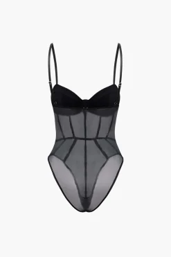 Sheer Bustier Corset Bodysuit