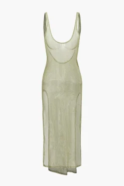 Sheer Mesh Slit Cover-up Dress