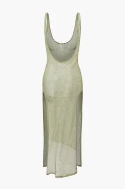 Sheer Mesh Slit Cover-up Dress