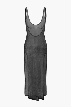 Sheer Mesh Slit Cover-up Dress
