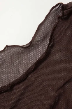 Sheer Mesh Wrap Tie Ribbon Mini Dress