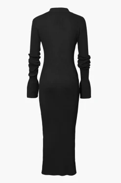 Shell Sleeve Ribbed Buttons Down Maxi Dress