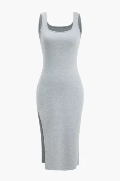 Side Slit Long Sleeve Midi Dress Set