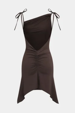 Sleeveless Backless Tie Up Mini Dress