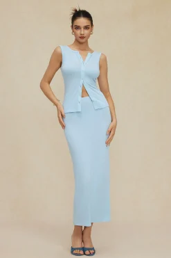 Sleeveless Cardigan And Skirt Set