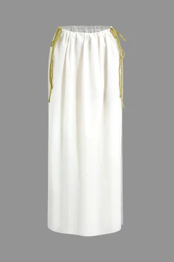 Sleeveless Deep V-Neck Crop Top And Tie Split Maxi Skirt Set