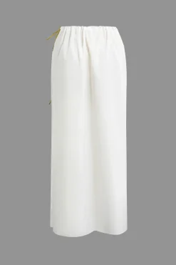 Sleeveless Deep V-Neck Crop Top And Tie Split Maxi Skirt Set