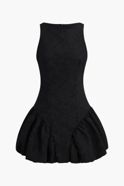 Sleeveless Puff Hem Mini Dress