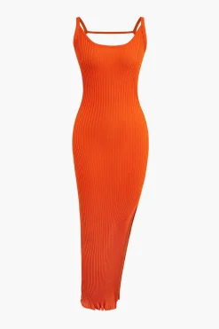 Slit Backless Tank Maxi Dress