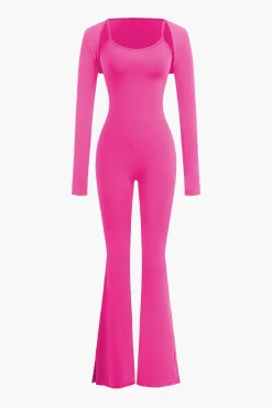 Slit Leg Cami Jumpsuit And Shrug Set