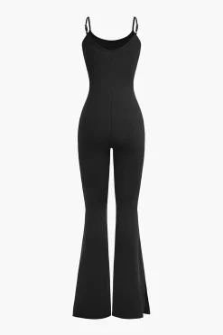 Slit Leg Cami Jumpsuit And Shrug Set