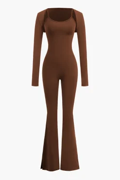 Slit Leg Cami Jumpsuit And Shrug Set