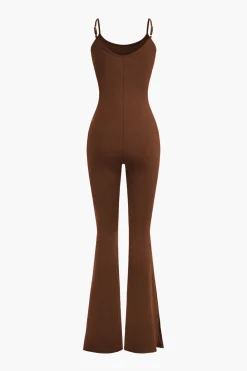 Slit Leg Cami Jumpsuit And Shrug Set