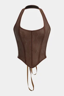 Snake Skin Faux Leather Tie-Up Cami Top