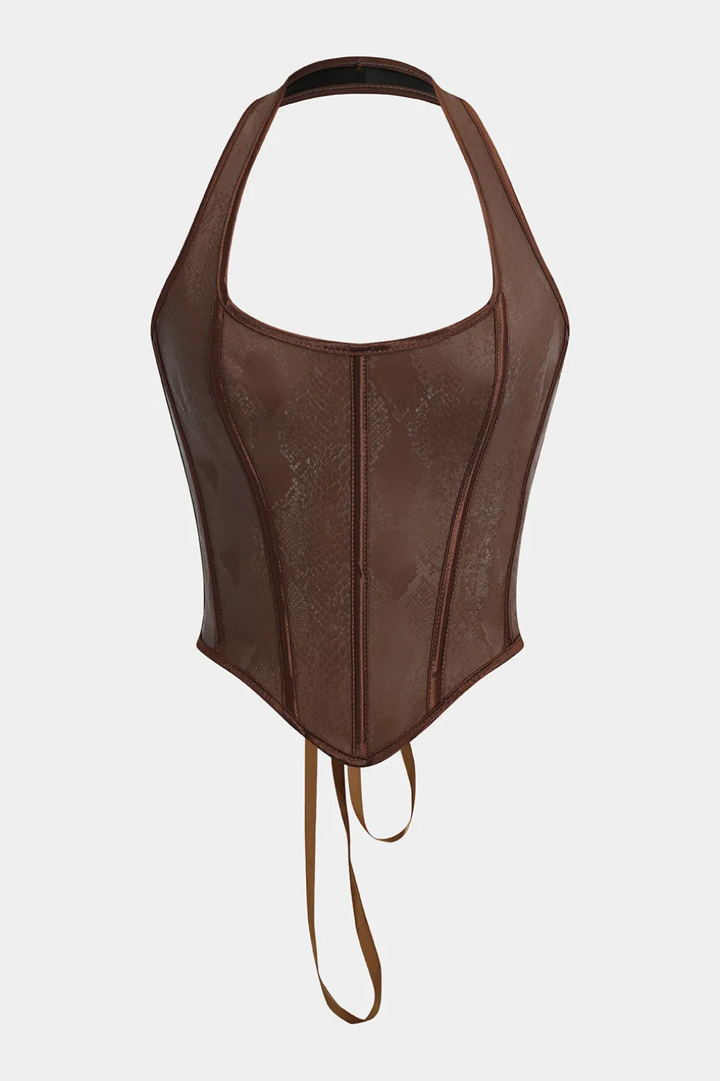 Snake Skin Faux Leather Tie-Up Cami Top