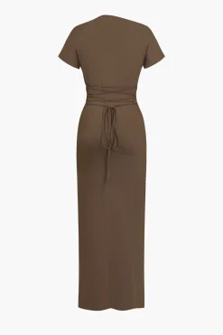 Solid Asymmetrical Knot Maxi Dress