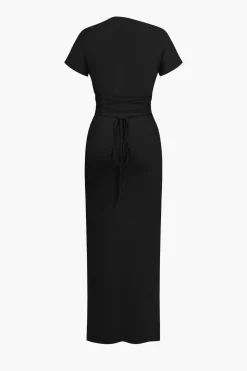 Solid Asymmetrical Knot Maxi Dress