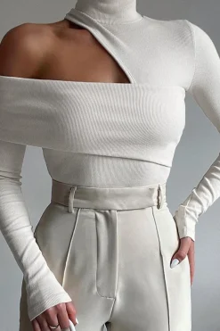 Solid Asymmetrical Long-Sleeve Top