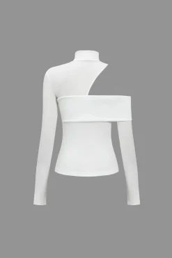 Solid Asymmetrical Long-Sleeve Top