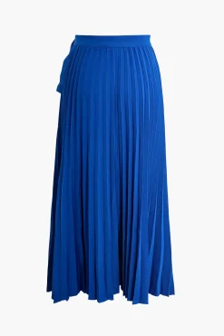 Solid Asymmetrical Pleated Skirt
