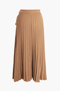 Solid Asymmetrical Pleated Skirt