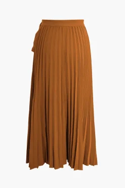 Solid Asymmetrical Pleated Skirt