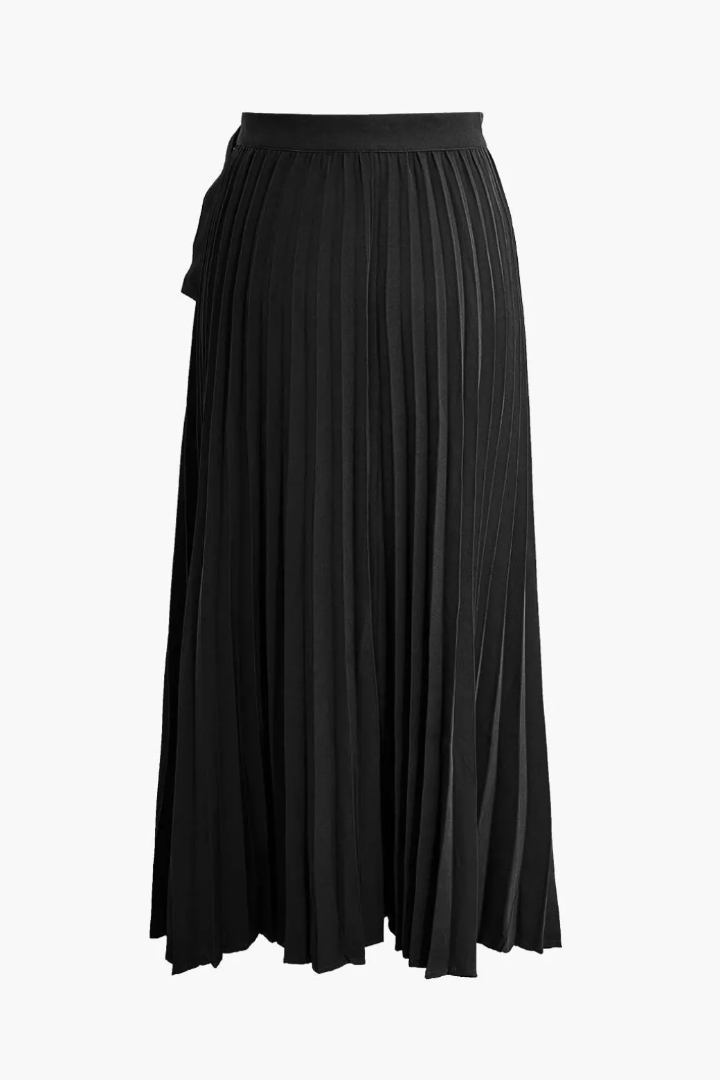 Solid Asymmetrical Pleated Skirt
